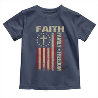 Faith Family Freedom Toddler T Shirt Patriotic Christian Vintage USA Flag - Wonder Print Shop