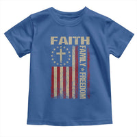 Faith Family Freedom Toddler T Shirt Patriotic Christian Vintage USA Flag - Wonder Print Shop