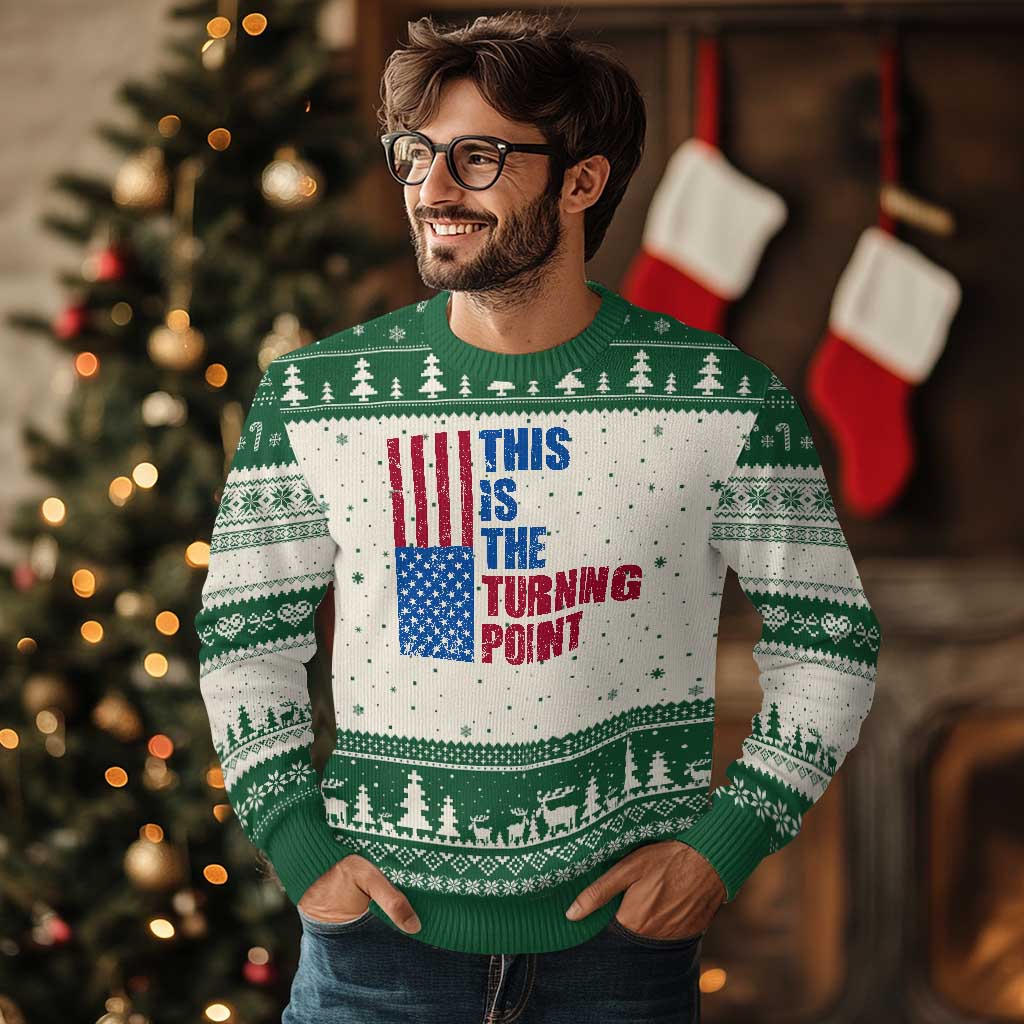 This is The Turning Point Ugly Christmas Sweater USA Flag Patriotic Freedom Conservative - Wonder Print Shop