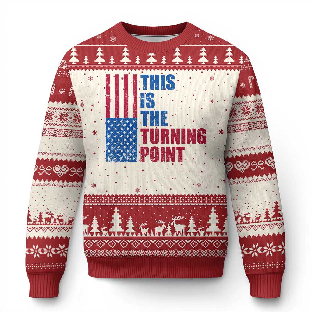 This is The Turning Point Ugly Christmas Sweater USA Flag Patriotic Freedom Conservative - Wonder Print Shop