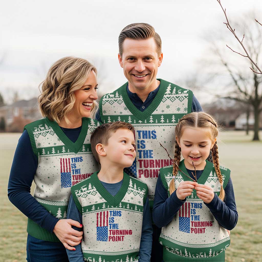 This is The Turning Point V-Neck Knit Sweater Vest USA Flag Patriotic Freedom Conservative - Wonder Print Shop