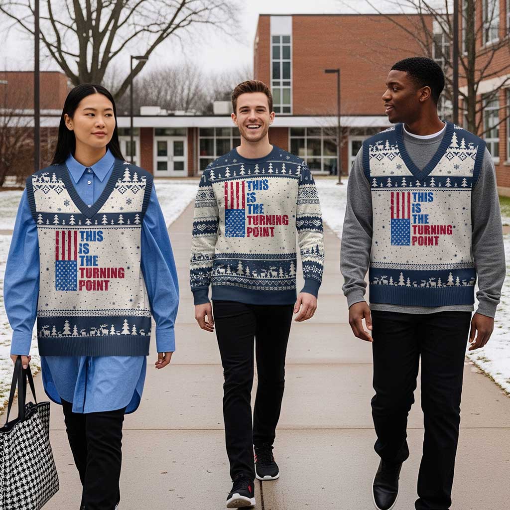 This is The Turning Point V-Neck Knit Sweater Vest USA Flag Patriotic Freedom Conservative - Wonder Print Shop