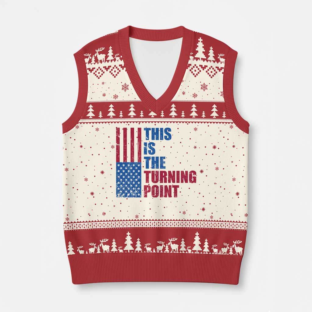 This is The Turning Point V-Neck Knit Sweater Vest USA Flag Patriotic Freedom Conservative - Wonder Print Shop