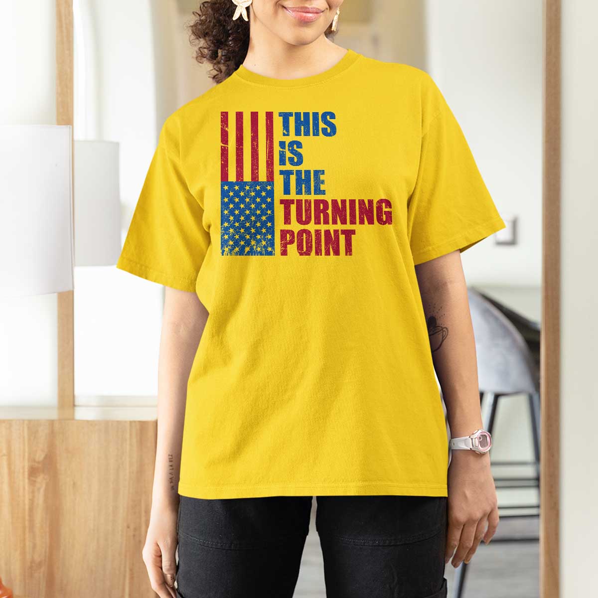 This is The Turning Point T Shirt For Women USA Flag Patriotic Freedom Conservative - Wonder Print Shop
