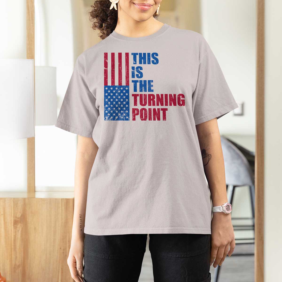 This is The Turning Point T Shirt For Women USA Flag Patriotic Freedom Conservative - Wonder Print Shop