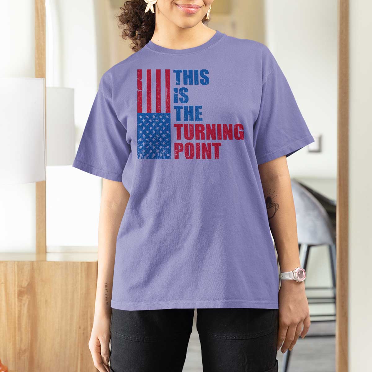 This is The Turning Point T Shirt For Women USA Flag Patriotic Freedom Conservative - Wonder Print Shop