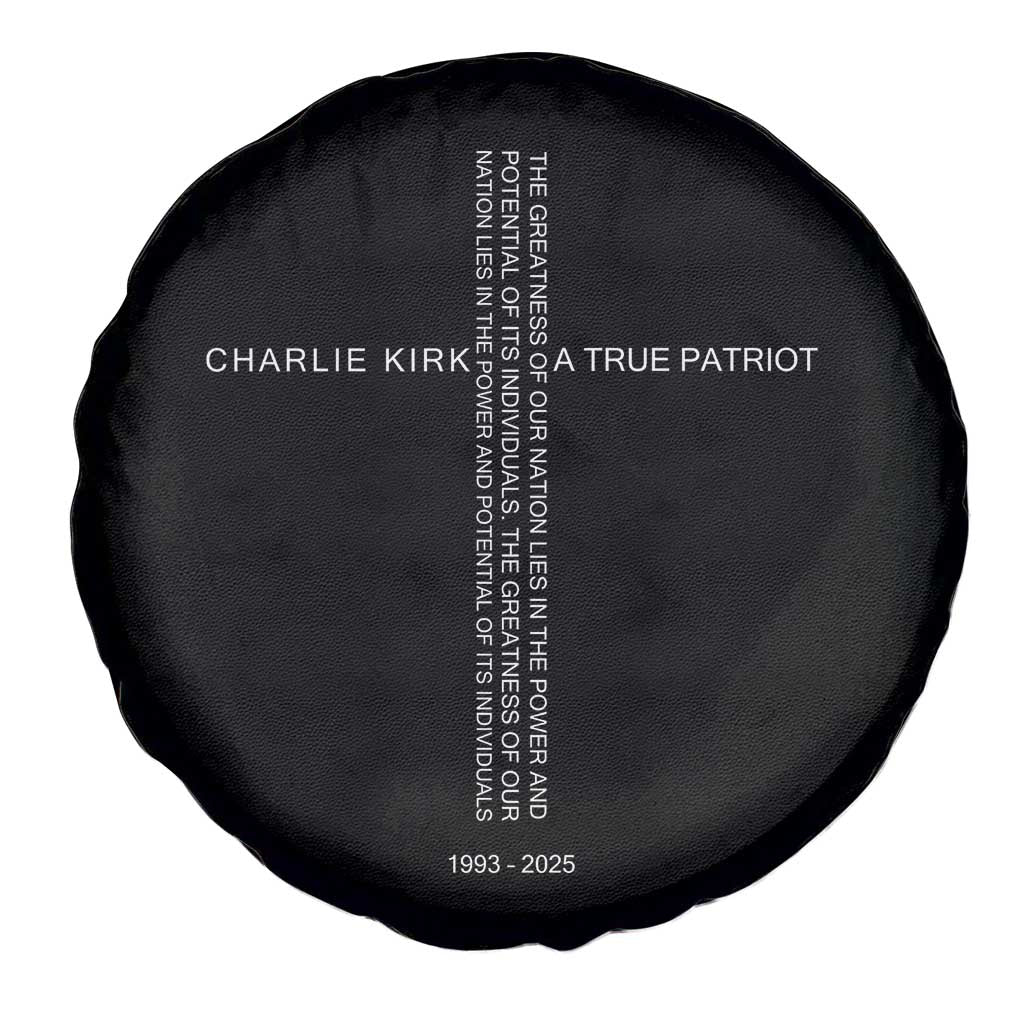 Charlie Kirk Spare Tire Cover A True Patriot Patriotic Christian Cross - Wonder Print Shop