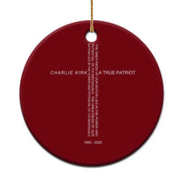 Charlie Kirk Ceramic Ornament A True Patriot Patriotic Christian Cross - Wonder Print Shop