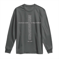 Charlie Kirk Long Sleeve Shirt A True Patriot Patriotic Christian Cross - Wonder Print Shop