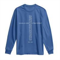 Charlie Kirk Long Sleeve Shirt A True Patriot Patriotic Christian Cross - Wonder Print Shop