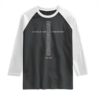Charlie Kirk Raglan Shirt A True Patriot Patriotic Christian Cross - Wonder Print Shop
