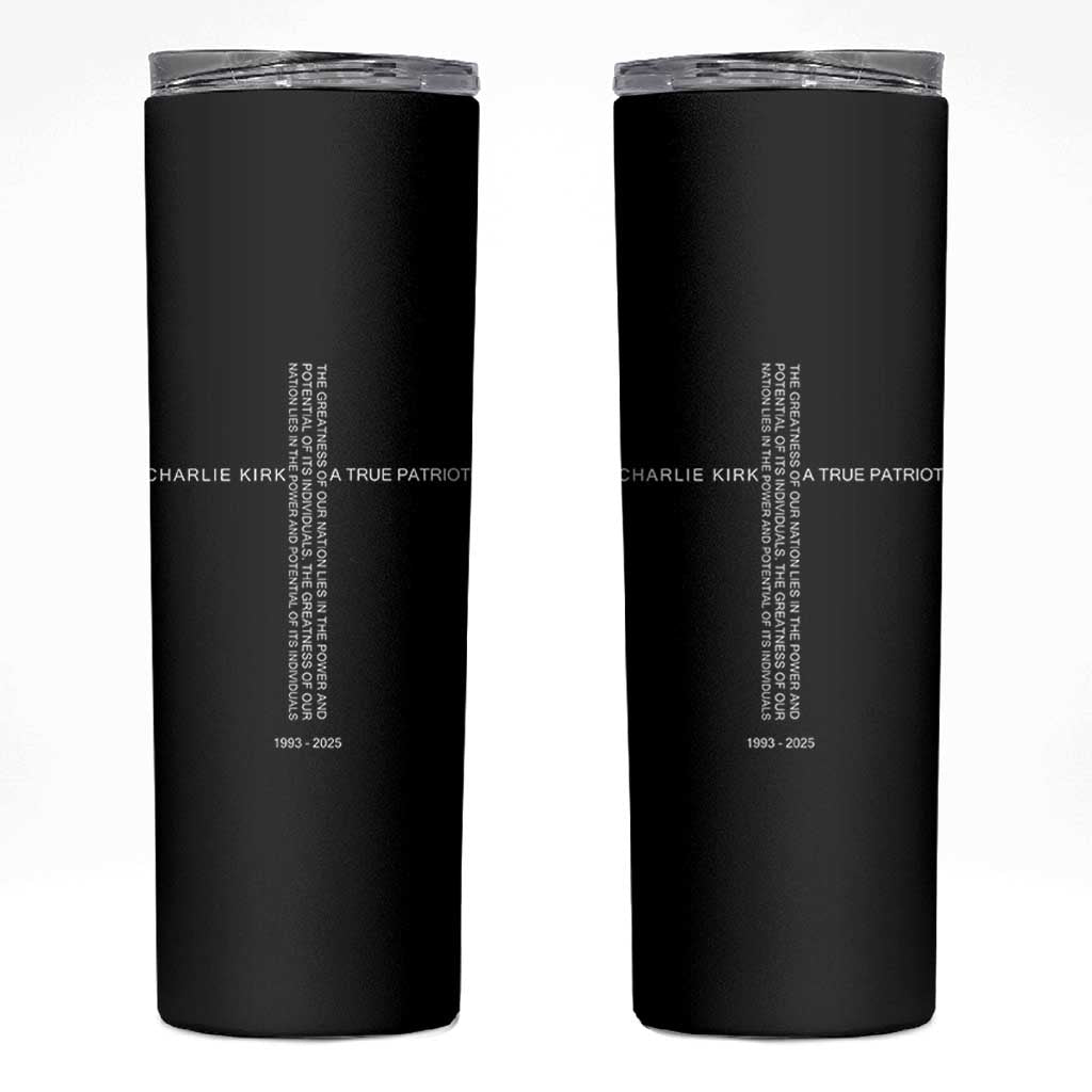 Charlie Kirk Skinny Tumbler A True Patriot Patriotic Christian Cross - Wonder Print Shop