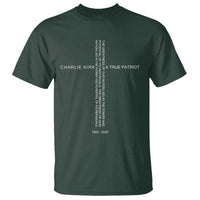 Charlie Kirk T Shirt A True Patriot Patriotic Christian Cross - Wonder Print Shop