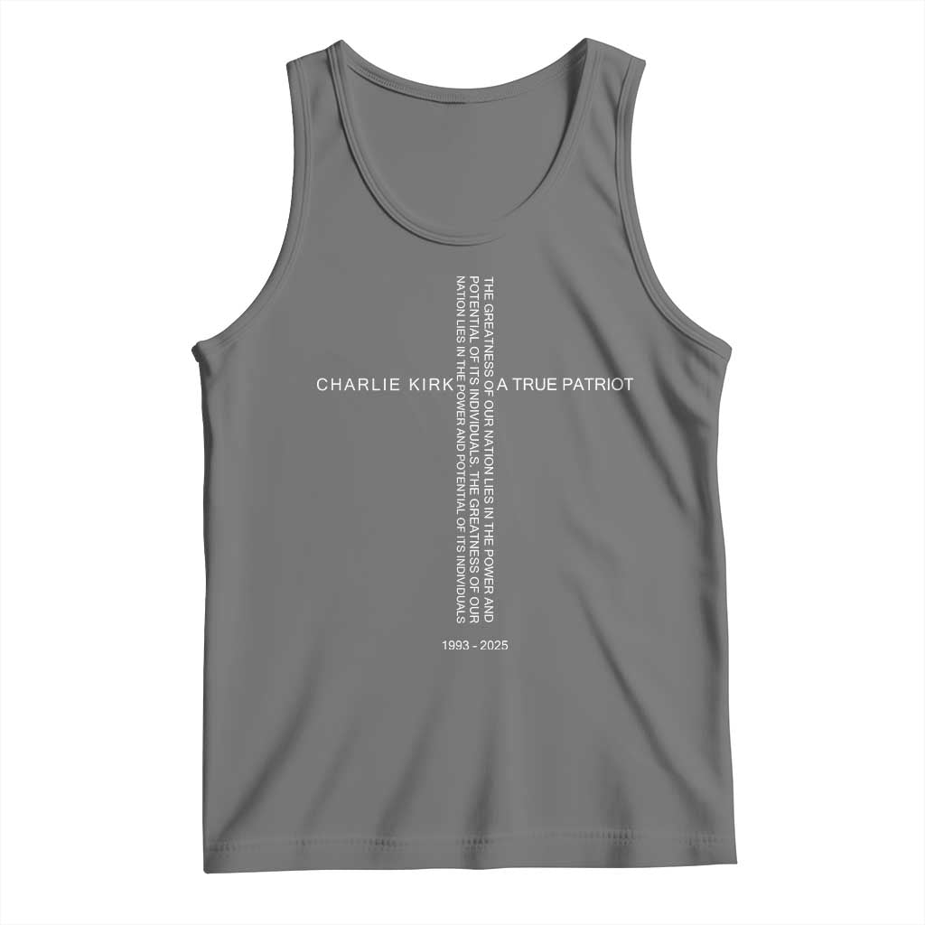 Charlie Kirk Tank Top A True Patriot Patriotic Christian Cross - Wonder Print Shop