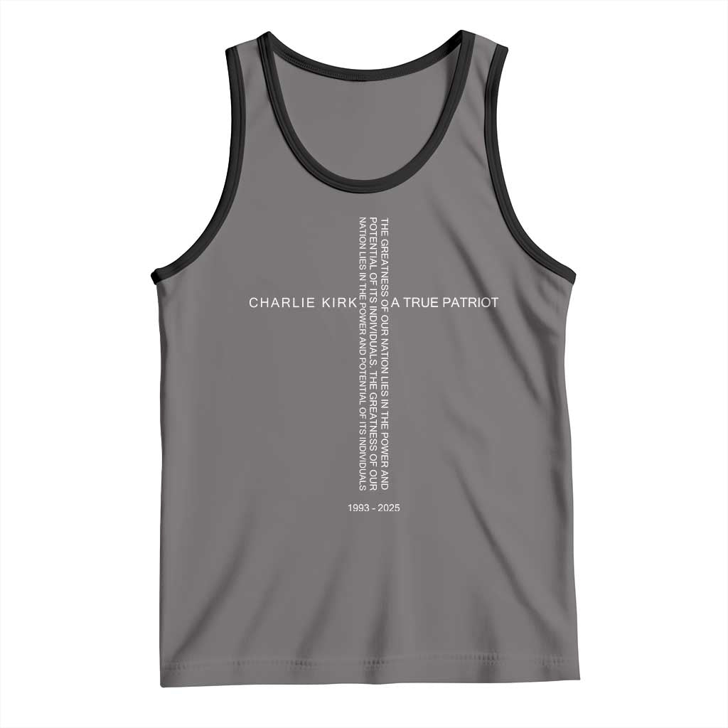Charlie Kirk Tank Top A True Patriot Patriotic Christian Cross - Wonder Print Shop