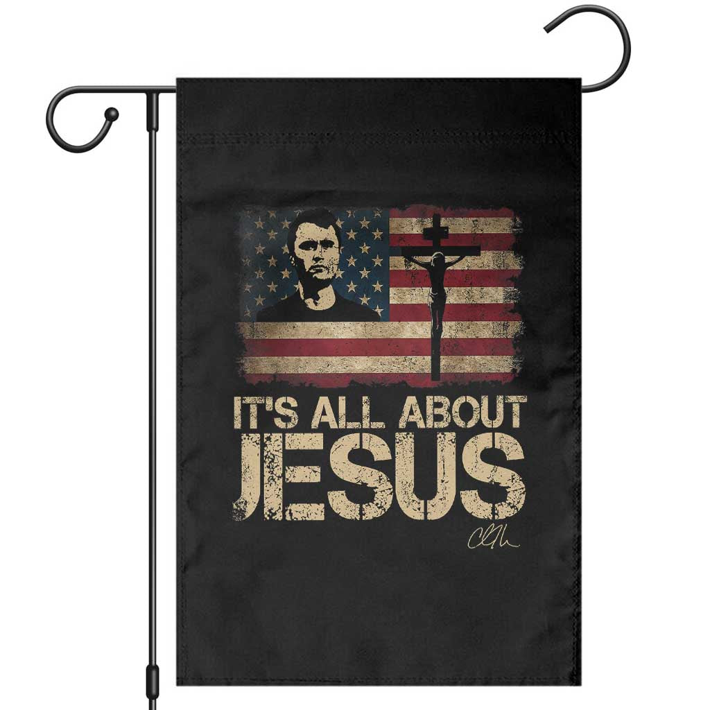 Charlie Kirk Garden Flag Its All About Jesus  USA Flag Patriotic Christian - Wonder Print Shop