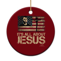 Charlie Kirk Ceramic Ornament Its All About Jesus  USA Flag Patriotic Christian - Wonder Print Shop