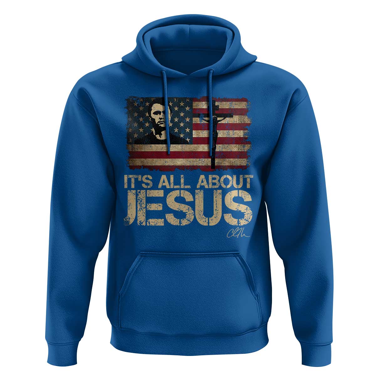 Charlie Kirk Hoodie Its All About Jesus  USA Flag Patriotic Christian - Wonder Print Shop