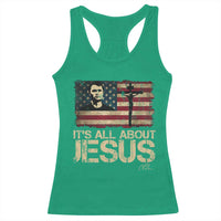 Charlie Kirk Racerback Tank Top Its All About Jesus  USA Flag Patriotic Christian - Wonder Print Shop