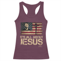 Charlie Kirk Racerback Tank Top Its All About Jesus  USA Flag Patriotic Christian - Wonder Print Shop