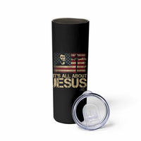 Charlie Kirk Skinny Tumbler Its All About Jesus  USA Flag Patriotic Christian - Wonder Print Shop