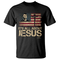 Charlie Kirk T Shirt Its All About Jesus  USA Flag Patriotic Christian - Wonder Print Shop