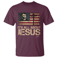 Charlie Kirk T Shirt Its All About Jesus  USA Flag Patriotic Christian - Wonder Print Shop