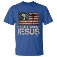 Charlie Kirk T Shirt Its All About Jesus  USA Flag Patriotic Christian - Wonder Print Shop