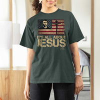 Charlie Kirk T Shirt For Women Its All About Jesus  USA Flag Patriotic Christian - Wonder Print Shop