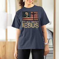 Charlie Kirk T Shirt For Women Its All About Jesus  USA Flag Patriotic Christian - Wonder Print Shop