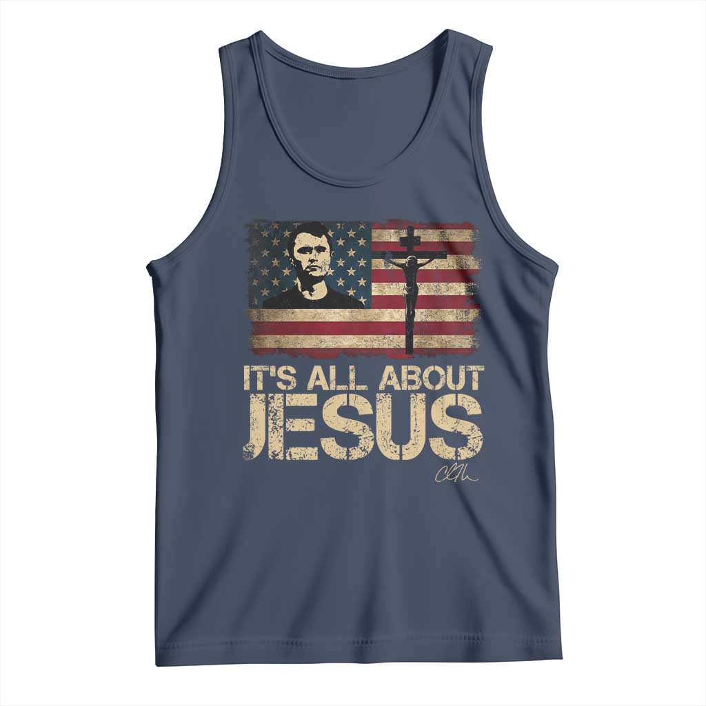 Charlie Kirk Tank Top Its All About Jesus  USA Flag Patriotic Christian - Wonder Print Shop