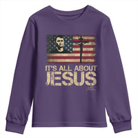 Charlie Kirk Youth Sweatshirt Its All About Jesus  USA Flag Patriotic Christian - Wonder Print Shop