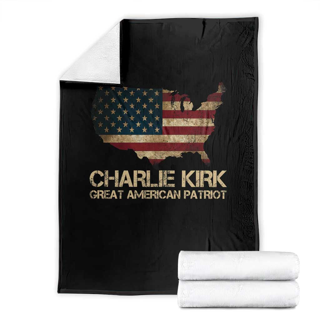 Charlie Kirk Throw Blanket Great American Patriot USA Flag - Wonder Print Shop
