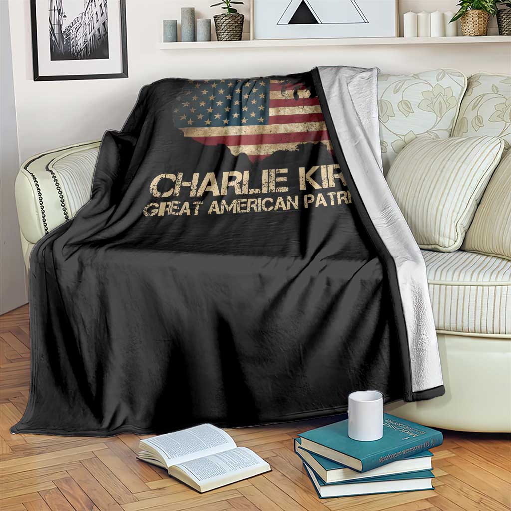 Charlie Kirk Throw Blanket Great American Patriot USA Flag - Wonder Print Shop