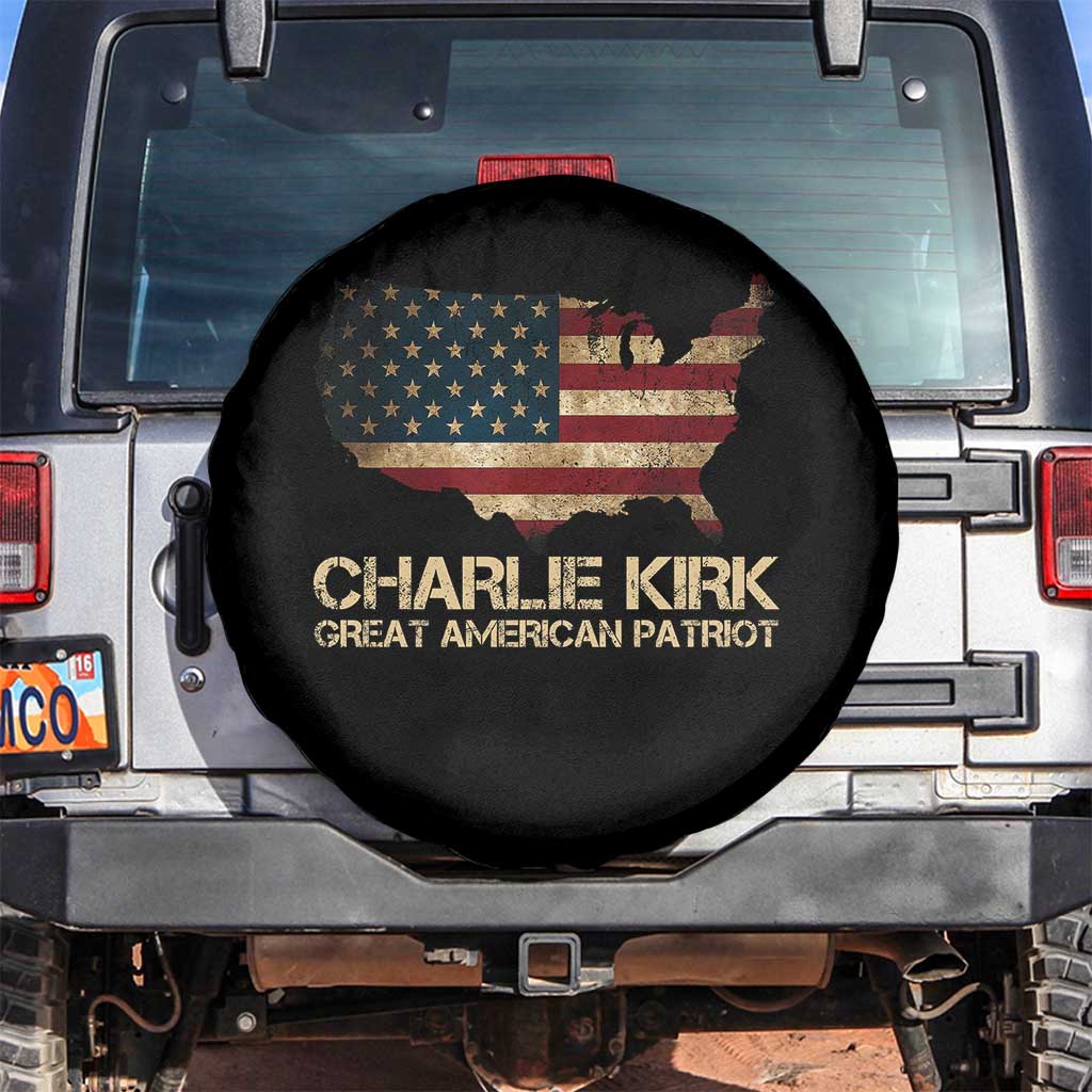 Charlie Kirk Spare Tire Cover Great American Patriot USA Flag - Wonder Print Shop