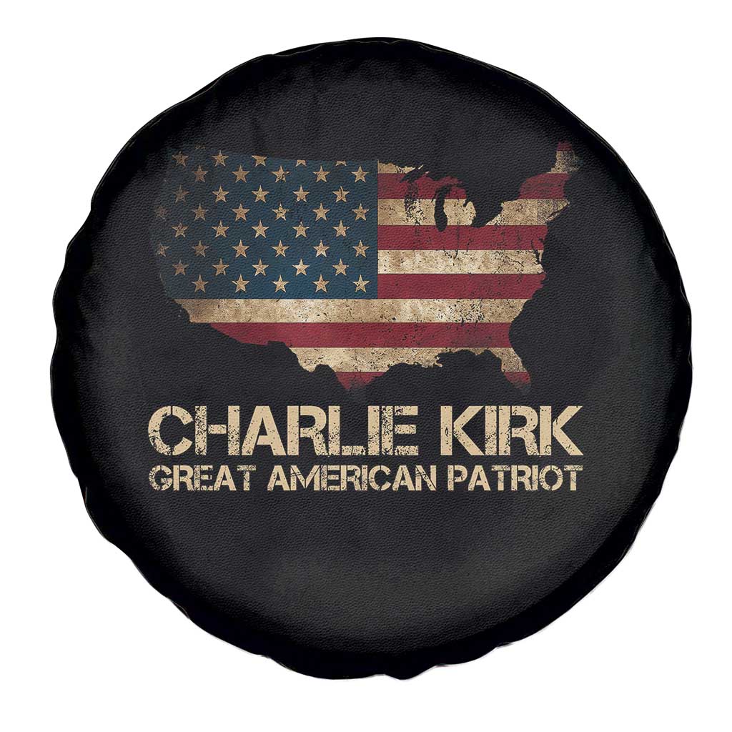 Charlie Kirk Spare Tire Cover Great American Patriot USA Flag - Wonder Print Shop