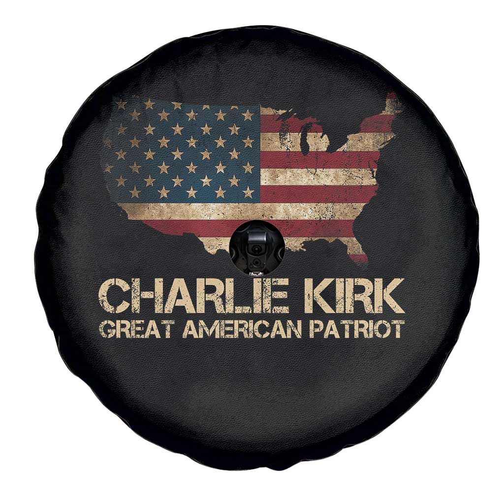 Charlie Kirk Spare Tire Cover Great American Patriot USA Flag - Wonder Print Shop