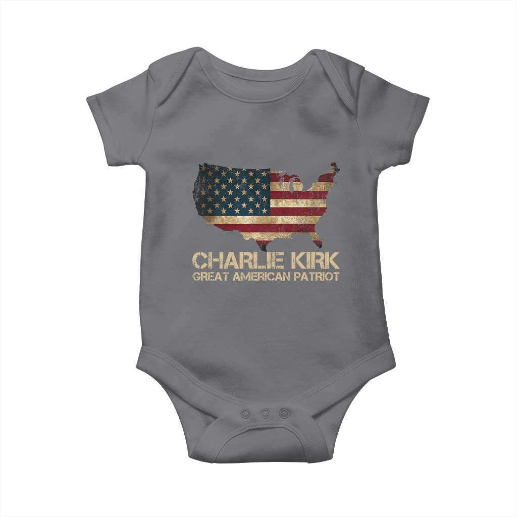 Charlie Kirk Baby Onesie Great American Patriot USA Flag - Wonder Print Shop