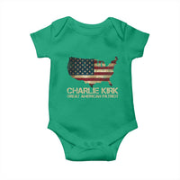 Charlie Kirk Baby Onesie Great American Patriot USA Flag - Wonder Print Shop