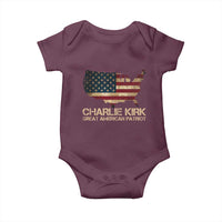 Charlie Kirk Baby Onesie Great American Patriot USA Flag - Wonder Print Shop