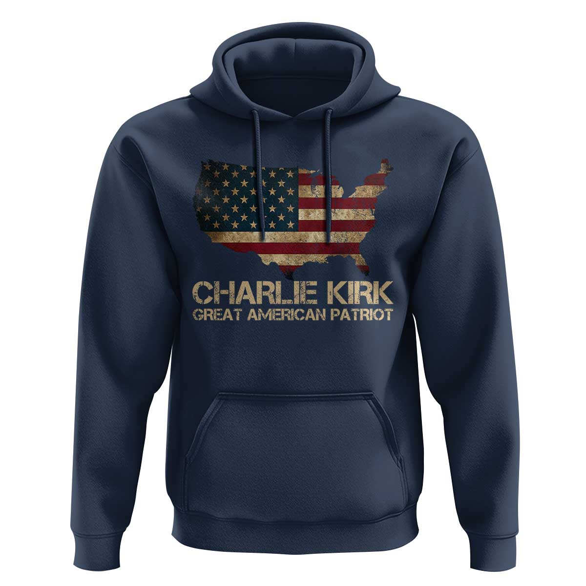 Charlie Kirk Hoodie Great American Patriot USA Flag - Wonder Print Shop