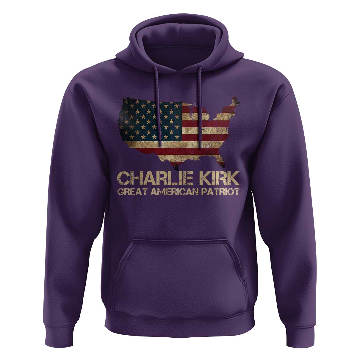 Charlie Kirk Hoodie Great American Patriot USA Flag - Wonder Print Shop
