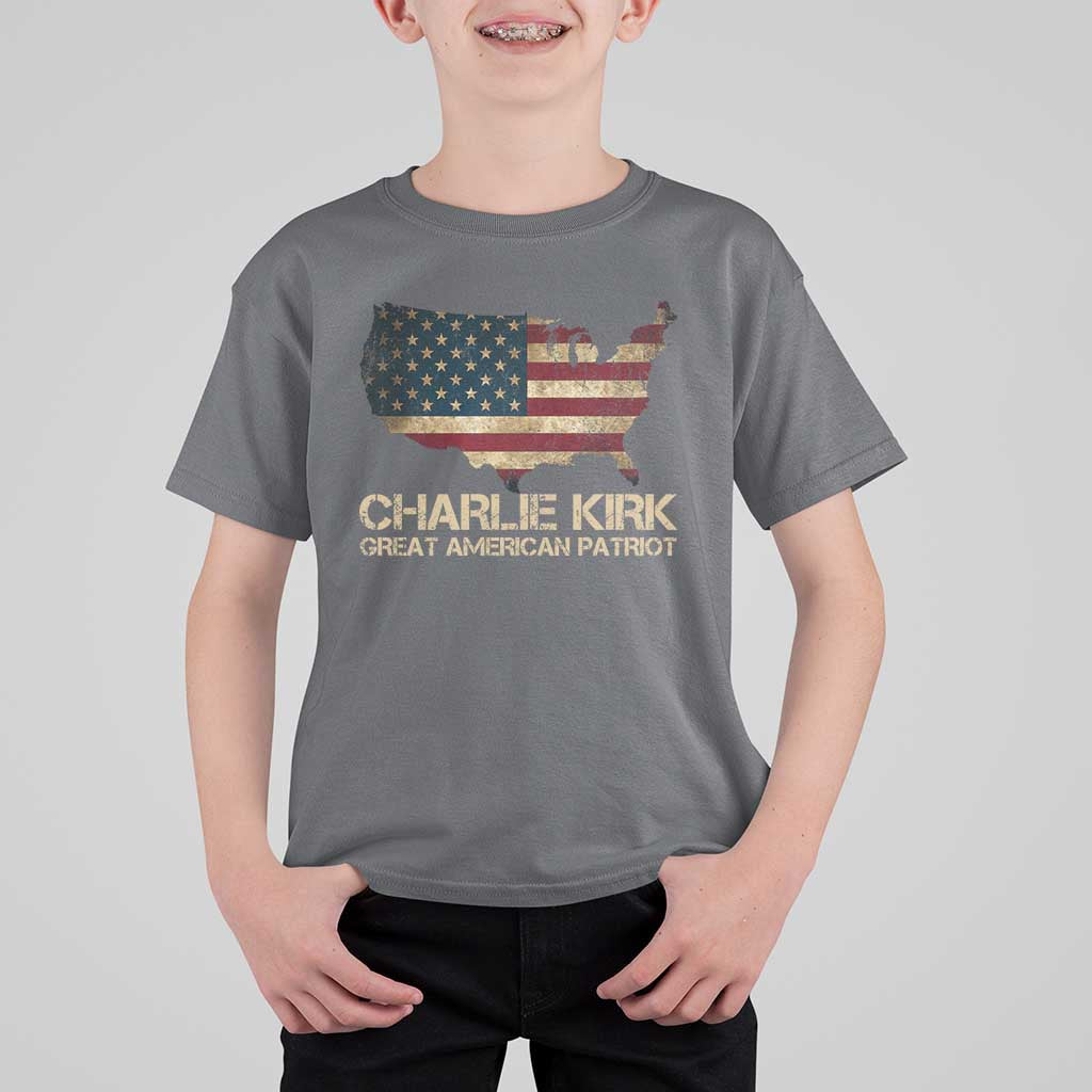 Charlie Kirk T Shirt For Kid Great American Patriot USA Flag - Wonder Print Shop