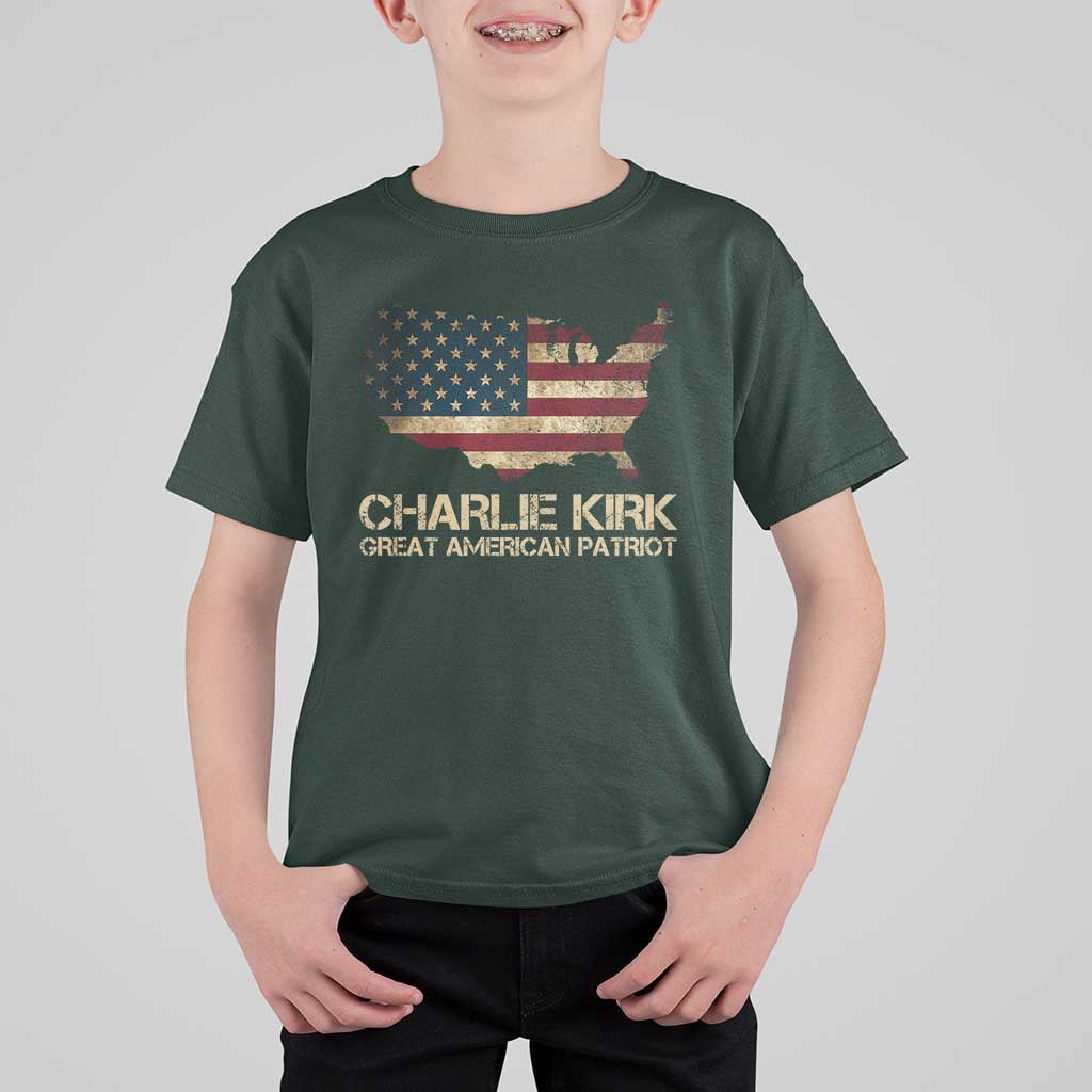 Charlie Kirk T Shirt For Kid Great American Patriot USA Flag - Wonder Print Shop