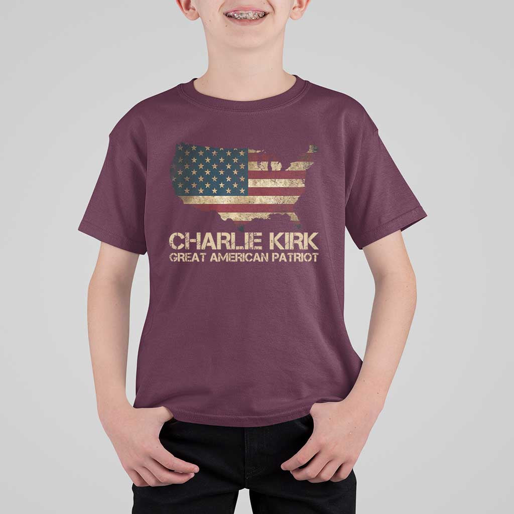 Charlie Kirk T Shirt For Kid Great American Patriot USA Flag - Wonder Print Shop