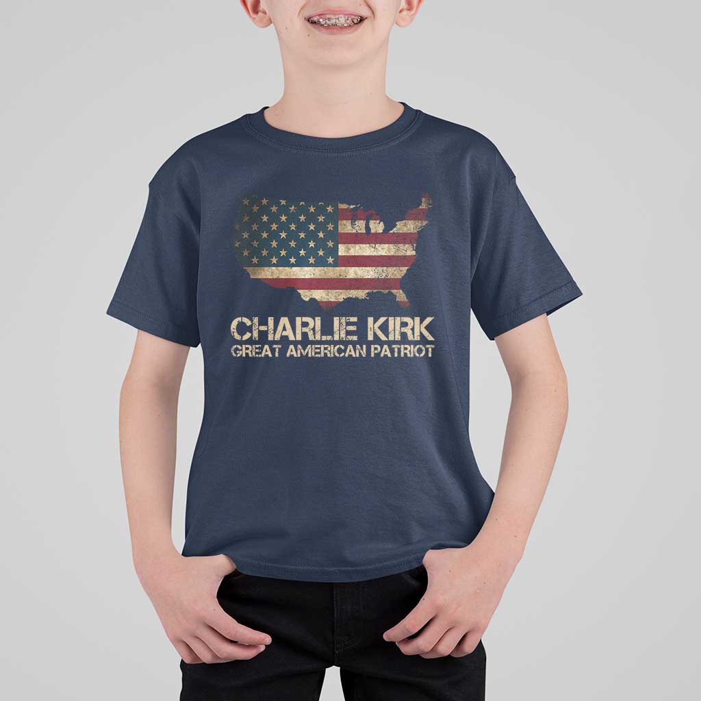 Charlie Kirk T Shirt For Kid Great American Patriot USA Flag - Wonder Print Shop