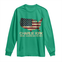Charlie Kirk Long Sleeve Shirt Great American Patriot USA Flag - Wonder Print Shop