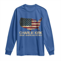 Charlie Kirk Long Sleeve Shirt Great American Patriot USA Flag - Wonder Print Shop