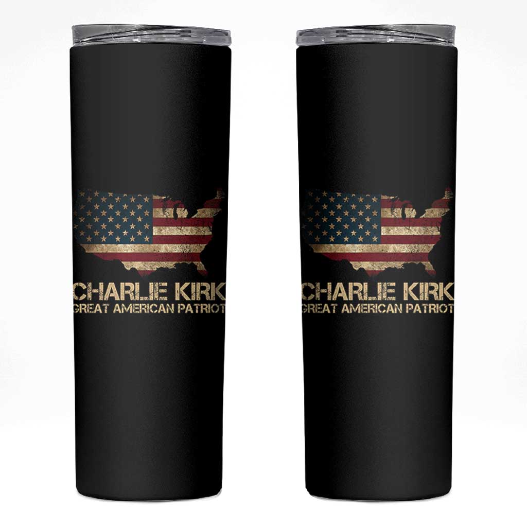 Charlie Kirk Skinny Tumbler Great American Patriot USA Flag - Wonder Print Shop