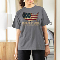 Charlie Kirk T Shirt For Women Great American Patriot USA Flag - Wonder Print Shop